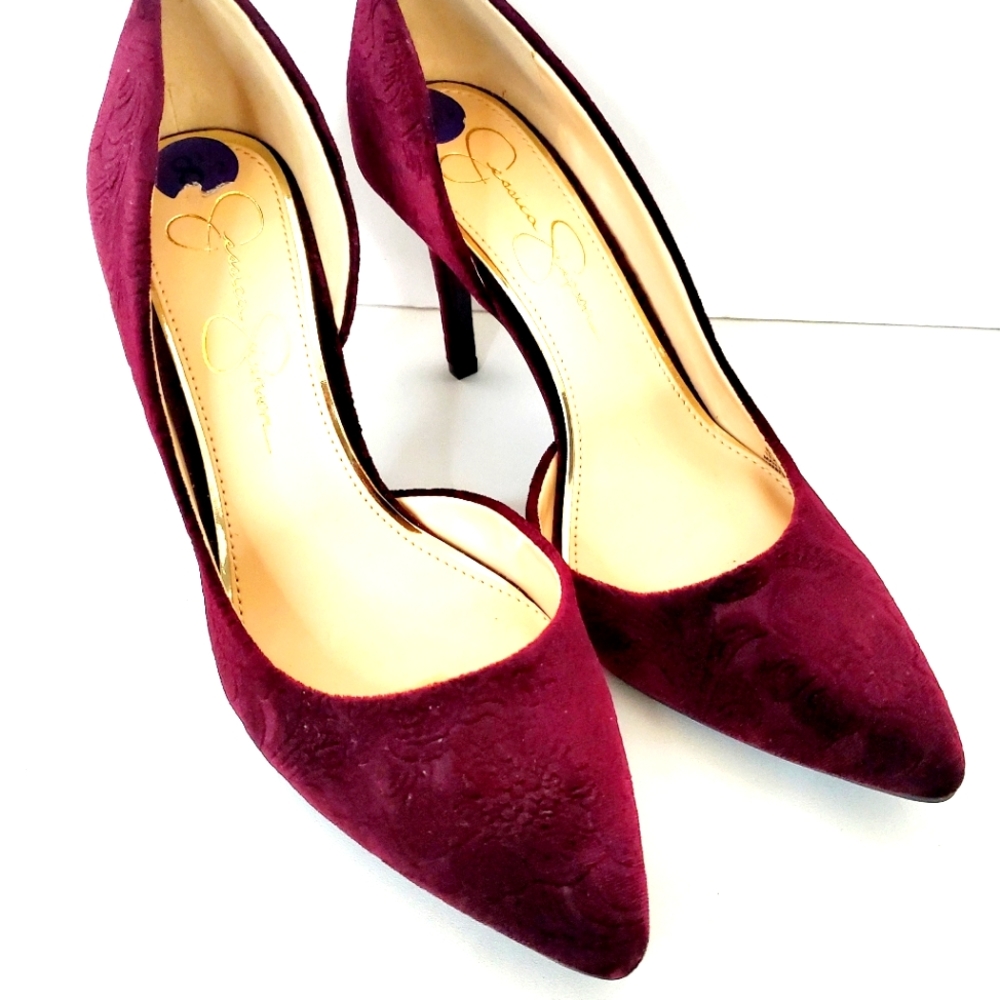 Jessica Simpson Burgundy Velvet Pumps